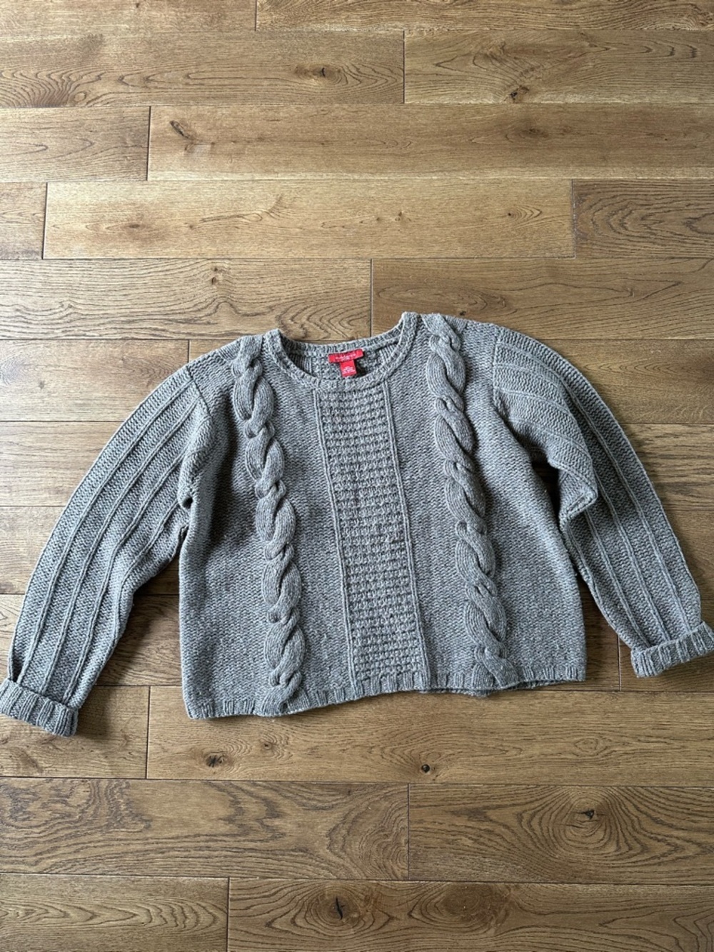 Sundance 100% Lambswool Cable Knit Brown Sweater